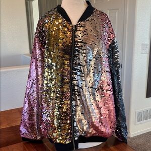 Multicolor Sequin Bomber Jacket